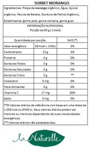 Tabela Nutricional Sorbet Morango56